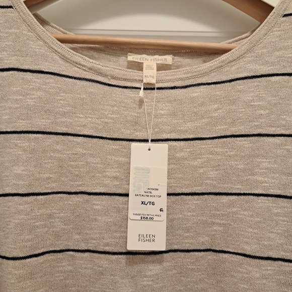Eileen Fisher Striped Bateau Neck Hi-Low Top, Size XL , New with tag - Picture 6 of 8
